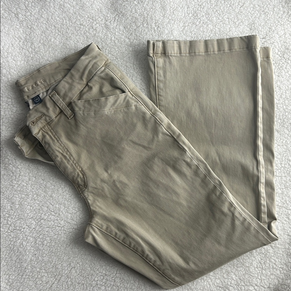 American Eagle stretch high waisted kick boot pants size 8 x-short khaki bootcut